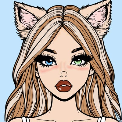 realistic girl with fox ears and realistic lips