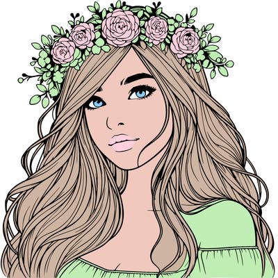 realistic girl with flower crown