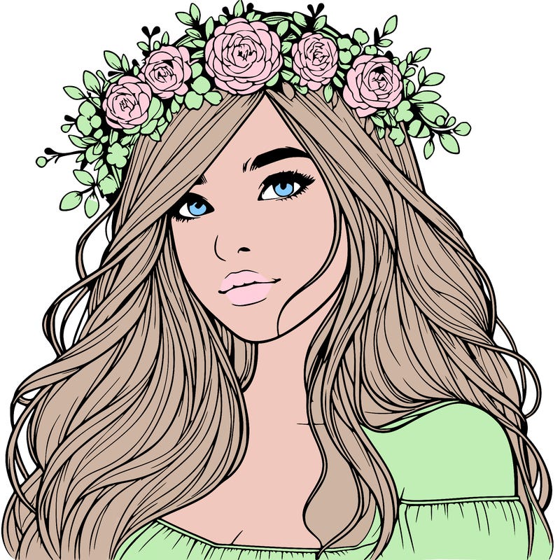 realistic girl with flower crown