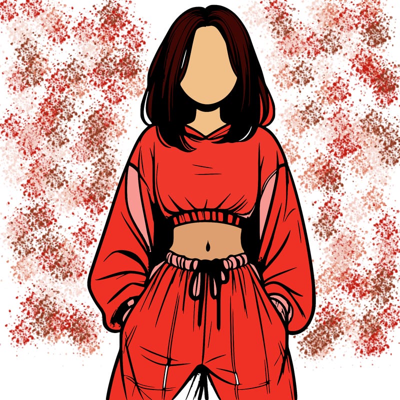 realistic girl faceless with baggy pants and a crop top