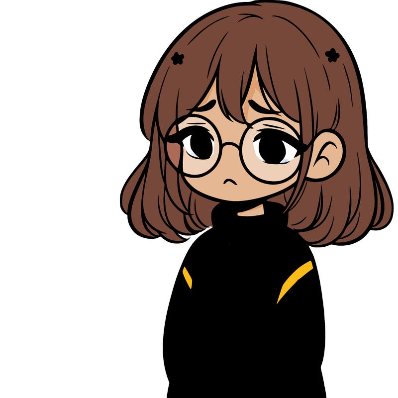 sad girl with glasses in a sweater