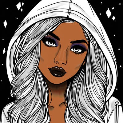 realistic beautiful girl with a hood on