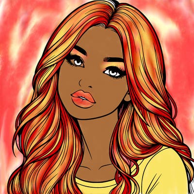 realistic girl with hair on her hair and lips
