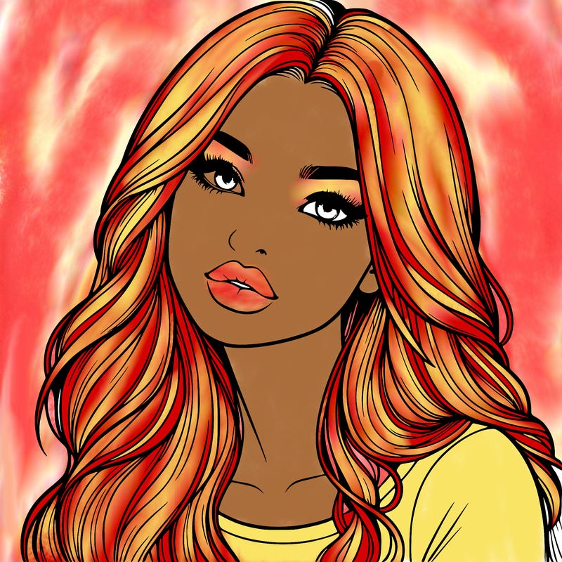 realistic girl with hair on her hair and lips