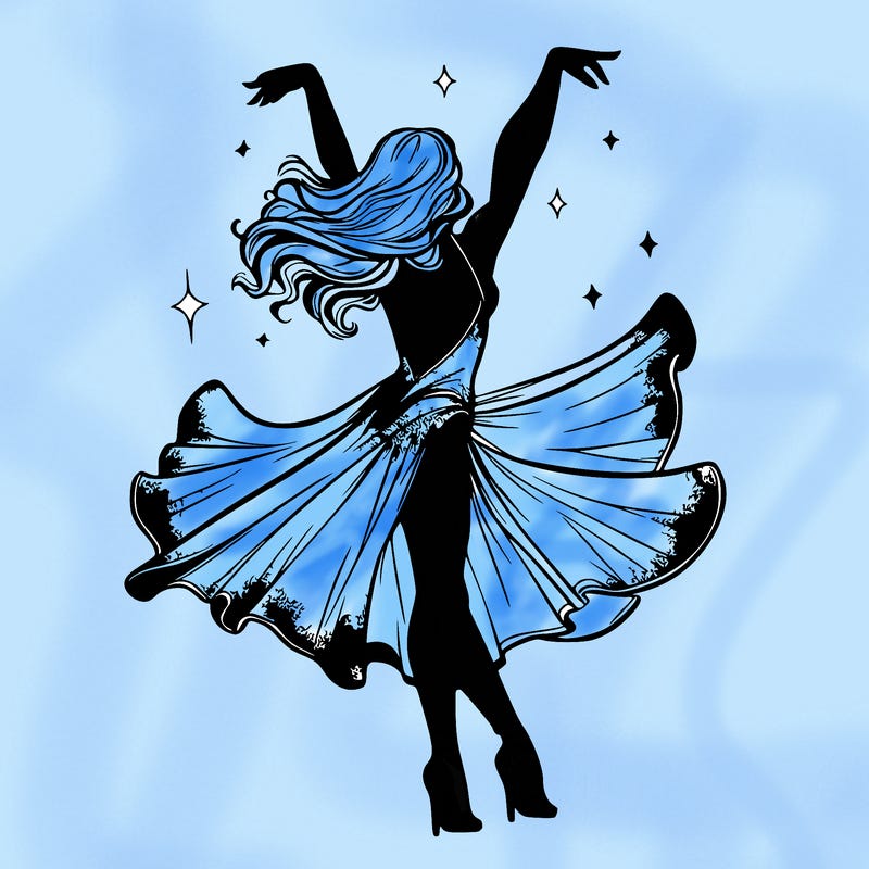 dancer dancing with a shimmery costume on realistic