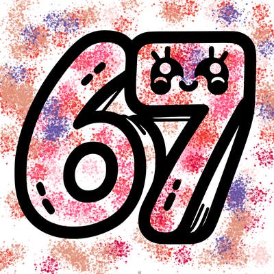 the numbers 67
