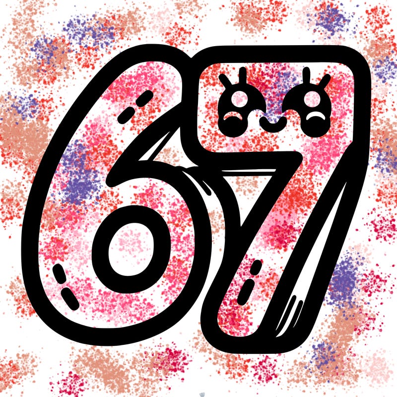 the numbers 67