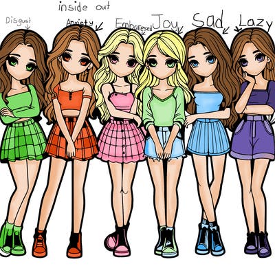 a group of girls realistic