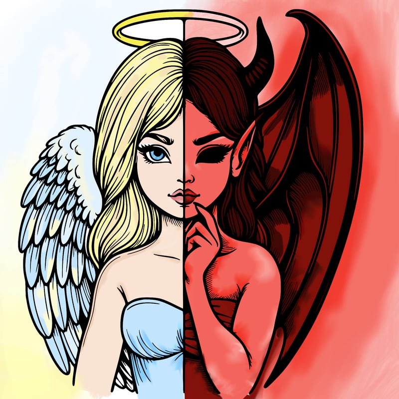 realistic angel half demon