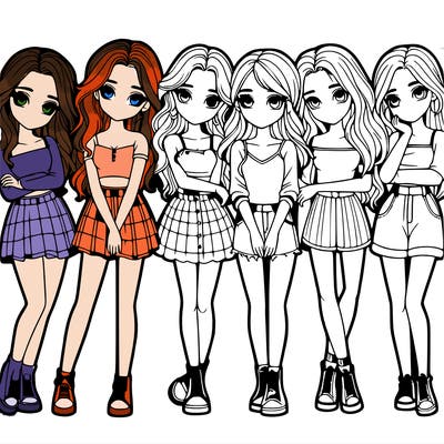 a group of girls realistic