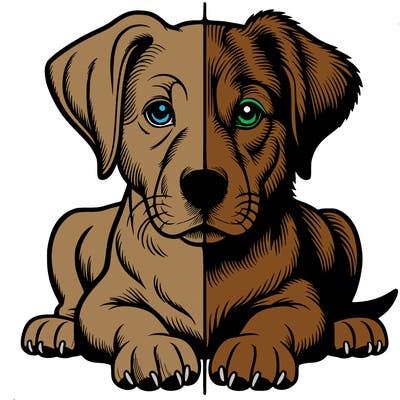 realistic dog split picture