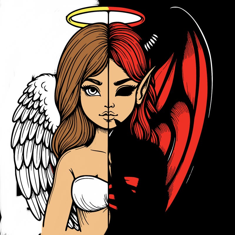 realistic angel half demon