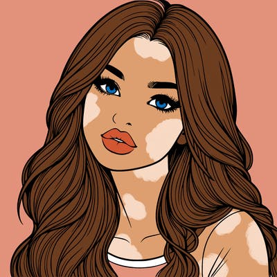 realistic girl with hair on her hair and lips