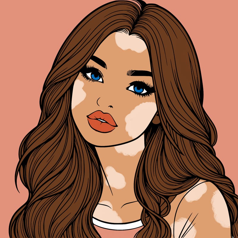 realistic girl with hair on her hair and lips