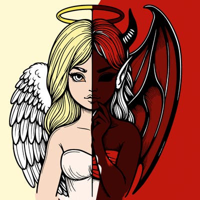 realistic angel half demon