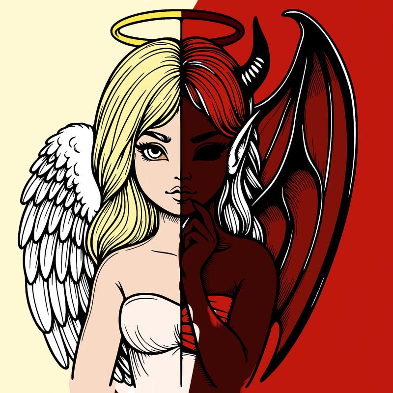 realistic angel half demon