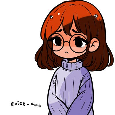 sad girl with glasses in a sweater