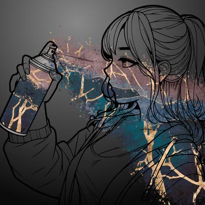 a realistic girl spray, painting