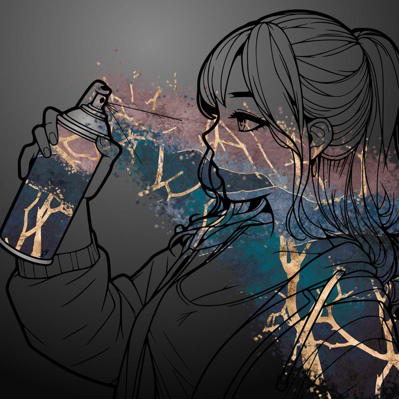 a realistic girl spray, painting