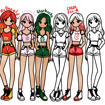 a group of girls wearing crop tops and shorts