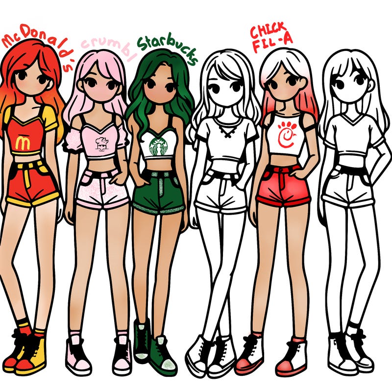 a group of girls wearing crop tops and shorts