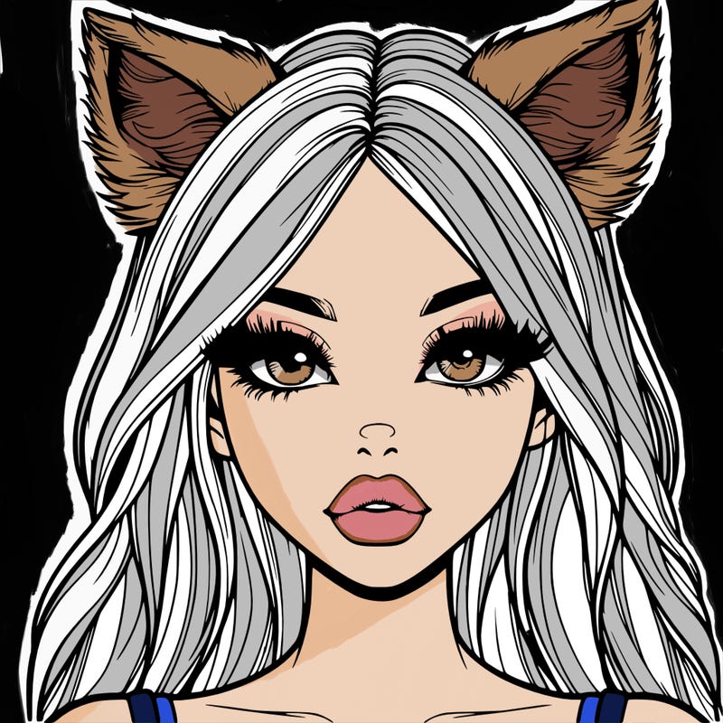 realistic girl with fox ears and realistic lips