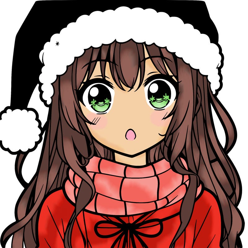 anime girl with santa hat