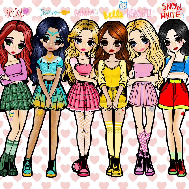 a group of girls realistic