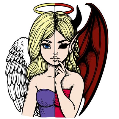 realistic angel half demon