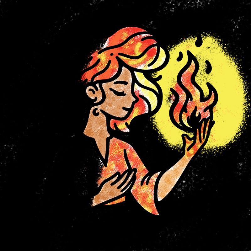 woman with fire