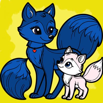 mother and daughter fox