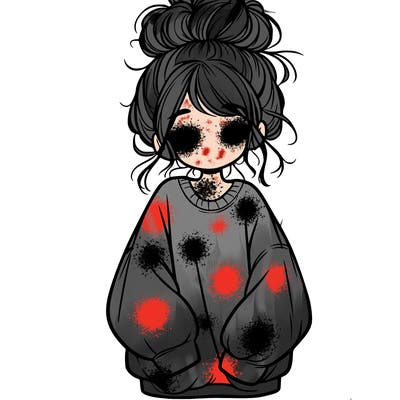 girl with baggy sweatshirt and messy bun