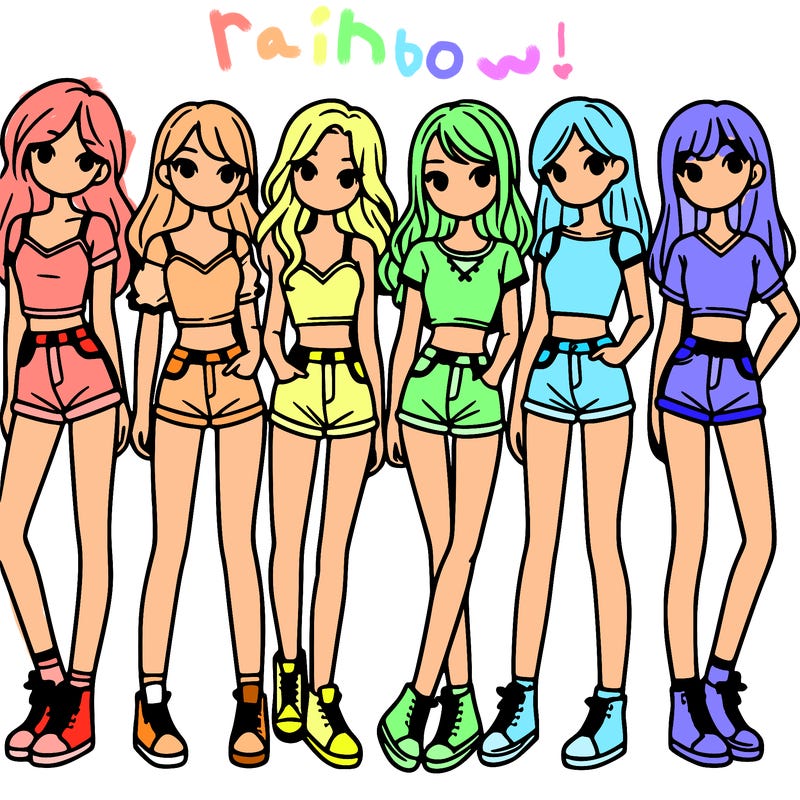 a group of girls wearing crop tops and shorts