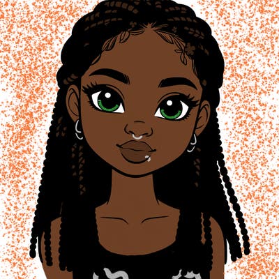 a realistic black girl with braids