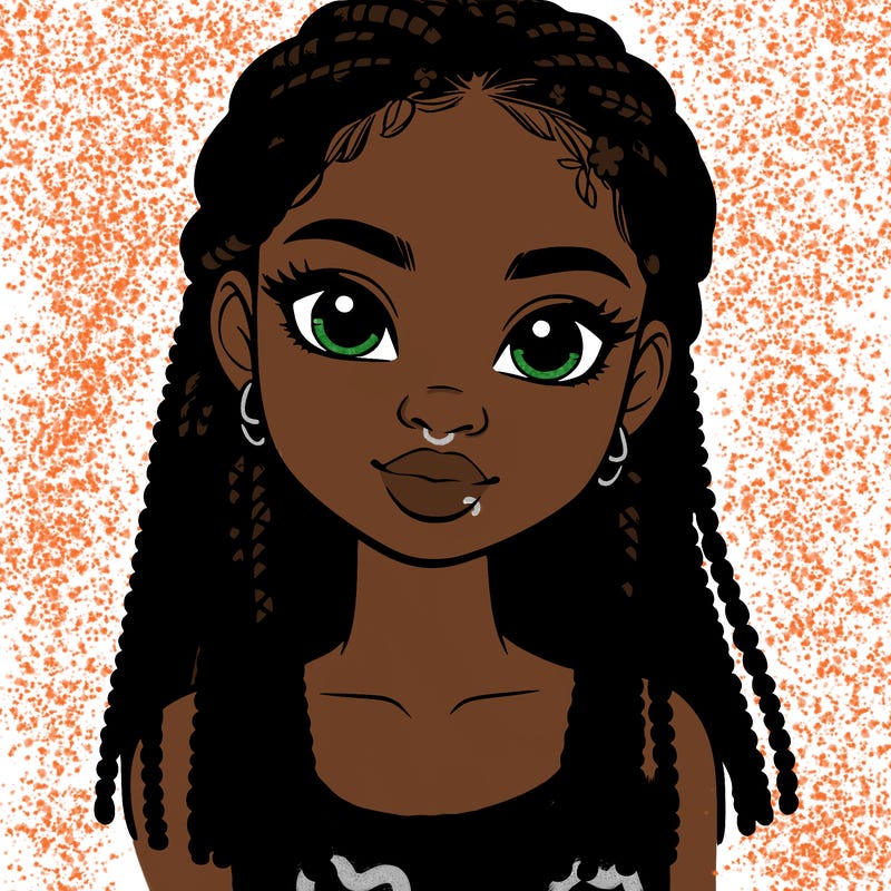 a realistic black girl with braids