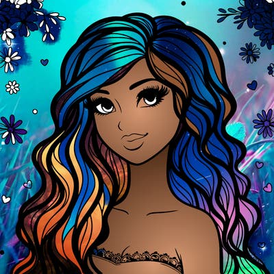 pretty woman with long wavy hair