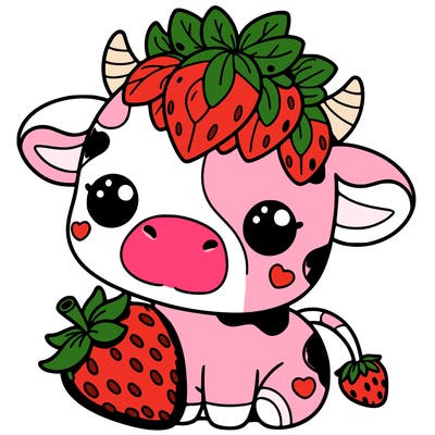 cute strawberry cow