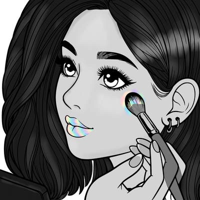 a realistic girl doing her makeup