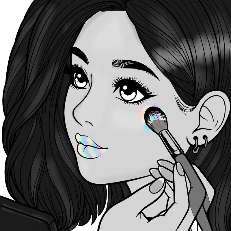a realistic girl doing her makeup