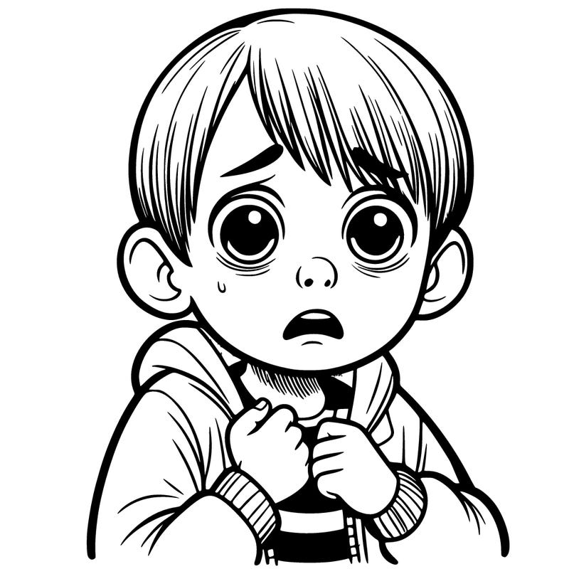 scared realistic boy with little hair