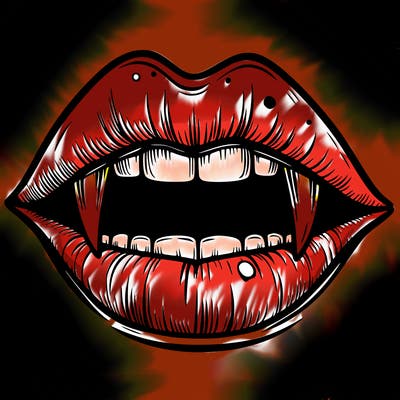lips with vampire teeth