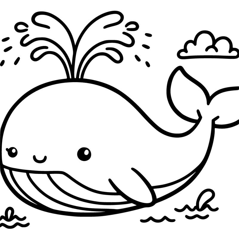 cute whale with water shooting out of its back