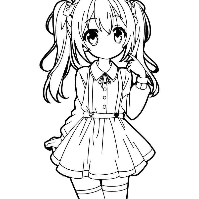 an anime girl wearing a dress and a shirt posing