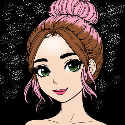 realistic pretty girl with hair in bun