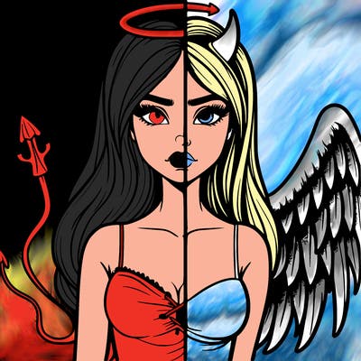 devil vs angel realistic girl