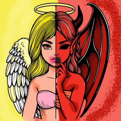 realistic angel half demon