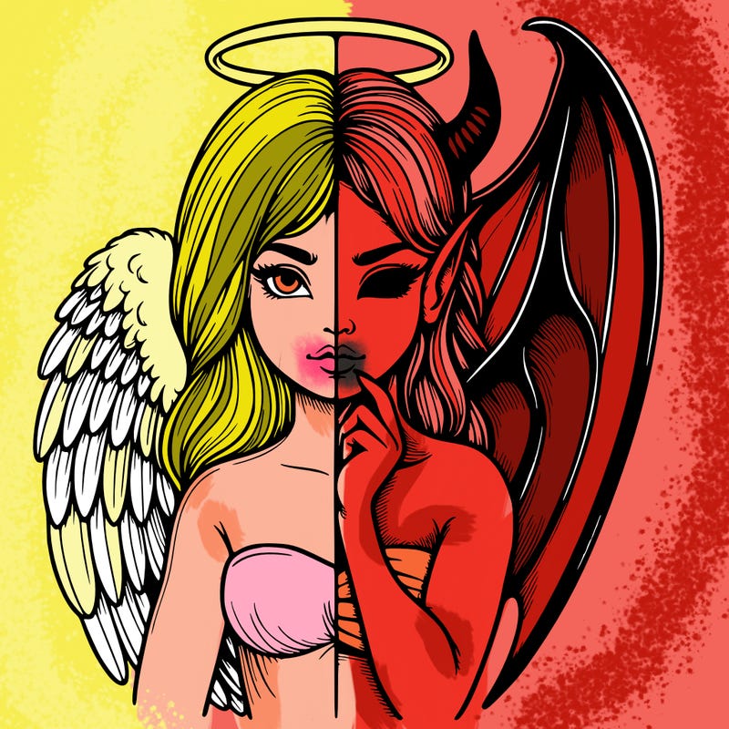 realistic angel half demon