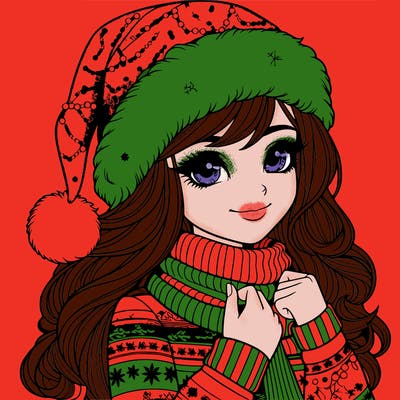 realistic christmas girl