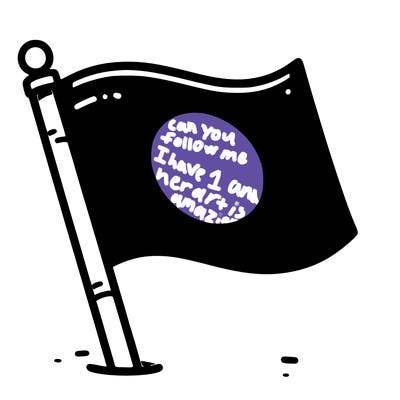 a red flag with a white circle