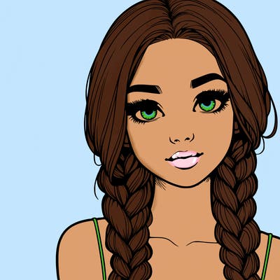 realistic girl with braids